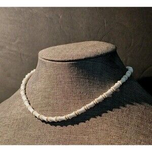 Mid-Century Monet Style White Milk Glass Bamboo Choker Necklace 1950s 16"